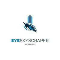 Eye with Skyscraper Icon Logo Design Template vector