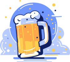 Hand Drawn beer glass in flat style png