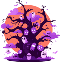 Hand Drawn halloween tree in flat style png