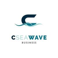 Initial Letter C Sea Wave Icon Logo Design Template vector