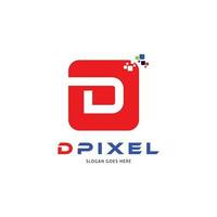 Initial Letter D Digital Pixel Icon Vector Logo Template Illustration Design