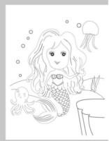 mermaid girl Worksheets - Coloring Pages vector