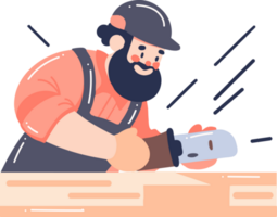 Hand Drawn carpenter character in flat style png