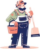 Hand Drawn carpenter character in flat style png