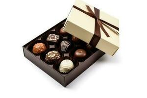 chocolate box white isolated background Food Photography AI Generated photo