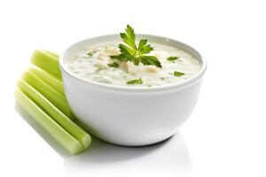 celery shoup cream white isolated background Food Photography AI Generated photo