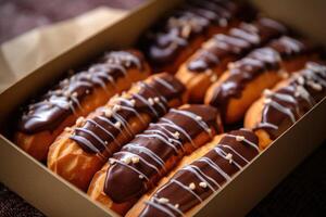 stock photo of a chocolate eclairs and more topping photography