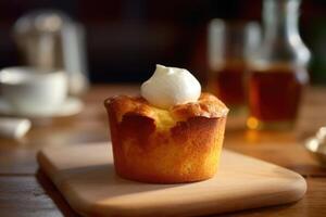 baba au rhum in the kitchen table Food Photography AI Generated photo