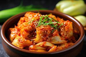 valores foto de kimchi es un tradicional coreano banchan consistente de salado y fermentado vegetales comida fotografía generativo ai