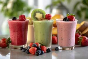 hyper realistic quality of fruit smoothies AI Generated photo