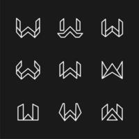 conjunto de resumen inicial letra w logo modelo. íconos para negocio de lujo, elegante, y simple. vector