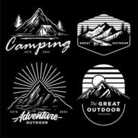 establecer colección de insignia de aventura vintage. logotipo de emblema de camping con ilustración de montaña en estilo retro hipster vector
