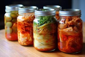 valores foto de kimchi es un tradicional coreano banchan consistente de salado y fermentado vegetales comida fotografía generativo ai