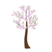 Cereza florecer árbol con delicado ligero rosado flor ramas en sencillo plano estilo, vector ilustración para Bienvenido primavera concepto, saludo tarjetas, pancartas, primavera eventos invitaciones