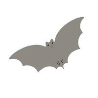 Halloween bat simple fancy vector illustration, hand drawn gray animal cartoon spooky character for autumn holiday decor element, cards, banners