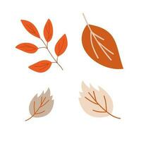 Autumn leaves simple vector minimalist concept flat style illustration, multicolored hand drawn natural floral elements set, element for invitations, greeting cards, booklet, autumn holiday