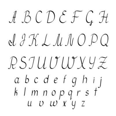 Small and capital hand drawn black letters of English alphabet in doodle style outline vector illustration, calligraphic abc, cute funny decorative handwriting, contour lined art lettering