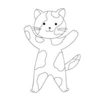 linda contento en pie gato en sencillo garabatear mano dibujado estilo vector ilustración, gracioso dibujos animados mascota, Doméstico animal para niños diseño, guardería decoración, tarjetas, póster