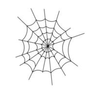 Spider web simple vector outline illustration of simple fancy Halloween, isolated objects on white background, clipart perfect for Halloween party decor, hand drawn image, cartoon spooky character