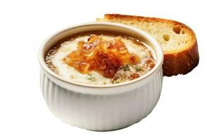 onion soup cream white isolated background Food Photography AI Generated photo