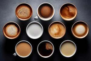 stock photo of collection a coffee top view food photography