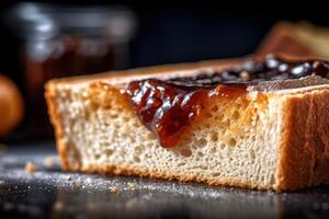 stock photo of whitebread slice with chocolate jam Cinematic Editorial food photography