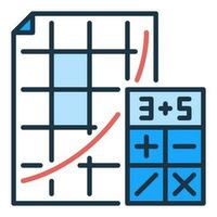 calculadora y papel vector matemáticas concepto de colores icono