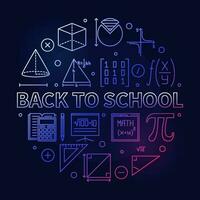 Back to School concept vector thin line round colored banner. Math illustration