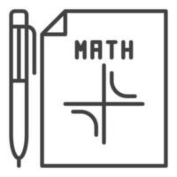 Math Paper with Pen vector Mathematics concept outline icon