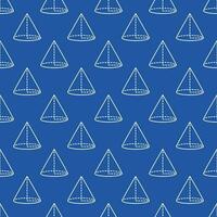 Cone vector Geometry and Math concept line blue seamless pattern