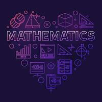 matemáticas vector Delgado línea corazón conformado de colores bandera - matemáticas Ciencias contorno ilustración