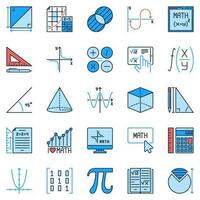 matemáticas de colores íconos colocar. matemáticas educación y Ciencias vector señales