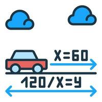 matemáticas tarea con coche vector concepto de colores icono