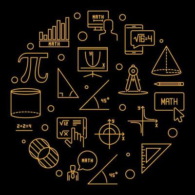 Mathematics Education concept vector line circle shaped banner - Math Circle illustration
