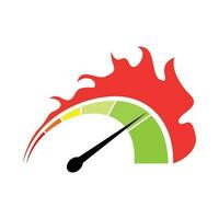 colorful speedometer icon. speed meter, heating and temperature scale vector illustration.