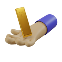 3d render of hands and gold bars. illustration concept of getting gold from gifts png