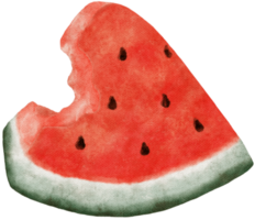 vattenmelon bit saftig - ljus sommar behandla. vattenfärg illustration av en vattenmelon skiva. ljuv röd saftig frukt. friska organisk diet enkel mat. png