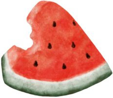 Watermelon piece juicy - bright summer treat. Watercolor illustration of a watermelon slice. Sweet red juicy fruit. Healthy organic diet simple food. png