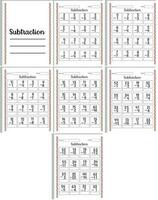 Subtraction Tracing Worksheets vector