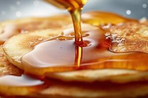stock photo of pancake with apple syrup food photography