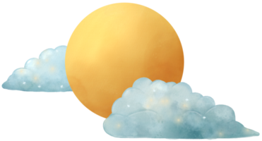 plein lune nuage chuseok collection aquarelle dessin illustration main tiré agrafe art png