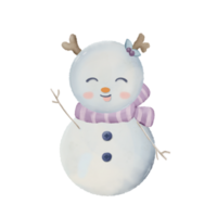 Snowman with different poses watercolor hand drawn illustration png