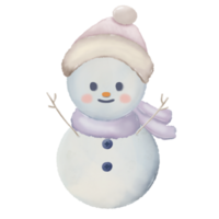 pupazzo di neve con diverso pose acquerello mano disegnato illustrazione png