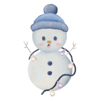 Snowman with different poses watercolor hand drawn illustration png