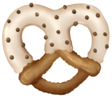 bretzel couvert avec Chocolat aquarelle dessin main tiré illustration png