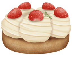 fresa crema tarta acuarela mano dibujado dibujo ilustración png