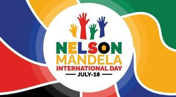 nelson mandela internacional día fondo, bandera, póster y tarjeta diseño modelo con estándar color celebrado en julio. vector