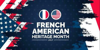 French American Heritage Month background, banner, wallpaper, poster and card design template celebrated in july. French American Heritage Month modern standard color and unique shape design. vector