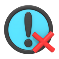 Cross warning of 3d icon png