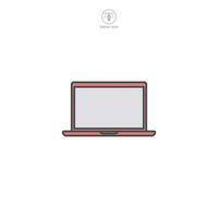 Laptop icon vector illustrating digital connectivity, work mobility, and modern technology, great for representing remote work, education, and computing
